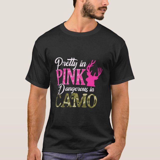Vacker i K Farlig i Kamouflage Jägare T Shirt (Framsida)