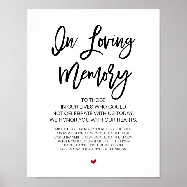 Vacker I Kärleksfull Minne, Svart minnestavla Poster (Framsidan)