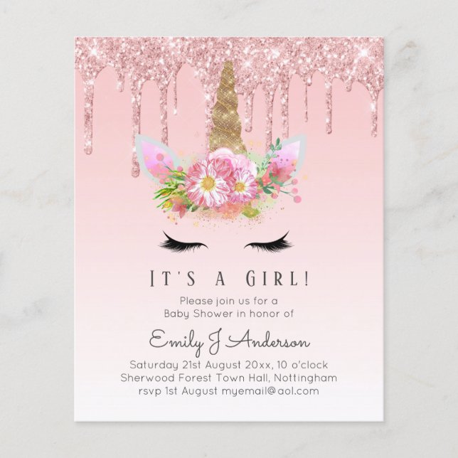 Vacker i Rosa Det är en Tjej - Enhörning Babykalas (Framsida)