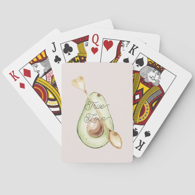Vacker i rosablommig Avokadohjärtsked Casinokort (Baksidan)