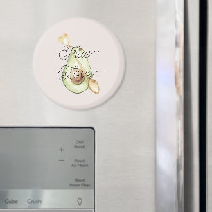 Vacker i rosablushfärgad Avokadohjärtssked Magnet