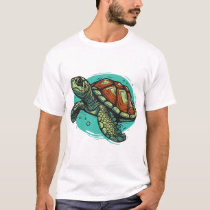 Vacker illustration av havssköldpadda i vektor t shirt