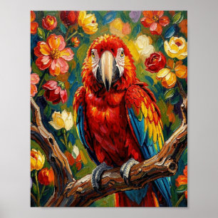 Vacker Impasto Ara Papegoja Fågelkonst Poster