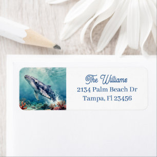 Vacker Impasto Valfisk Oceanisk Illustration Returadress Etikett