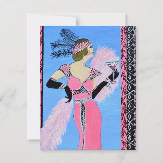 Vacker inbjudan till damen platt kort (Framsida)