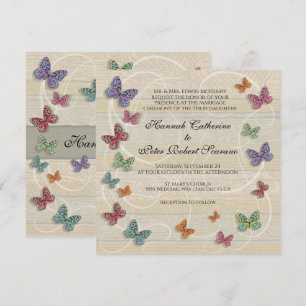 Vacker inbjudan till Rustic Butterfly Wedding