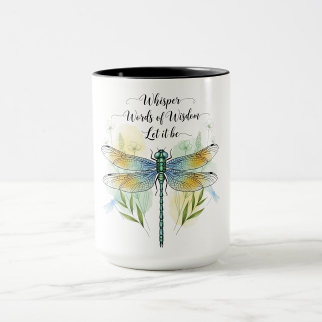 Vacker Inspirerande Trollslända Citat Mugg (Center)