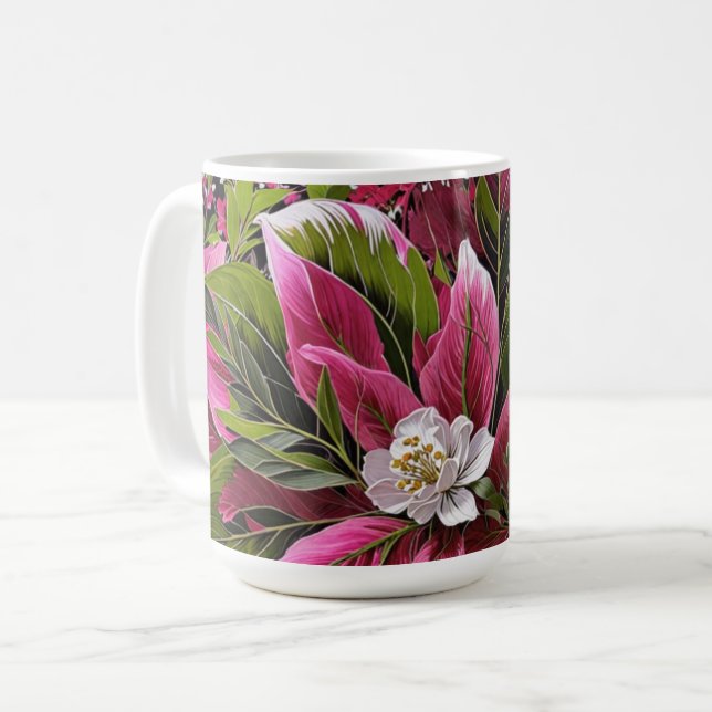 Vacker iögonfallande blomster  kaffemugg (Framsida vänster)