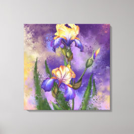 Vacker Iris Flower - Miged Painting Art Canvastryck