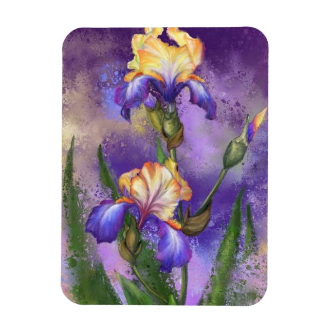 Vacker Iris Flower - Miging Art Painting (färgning Magnet (Vertikal)