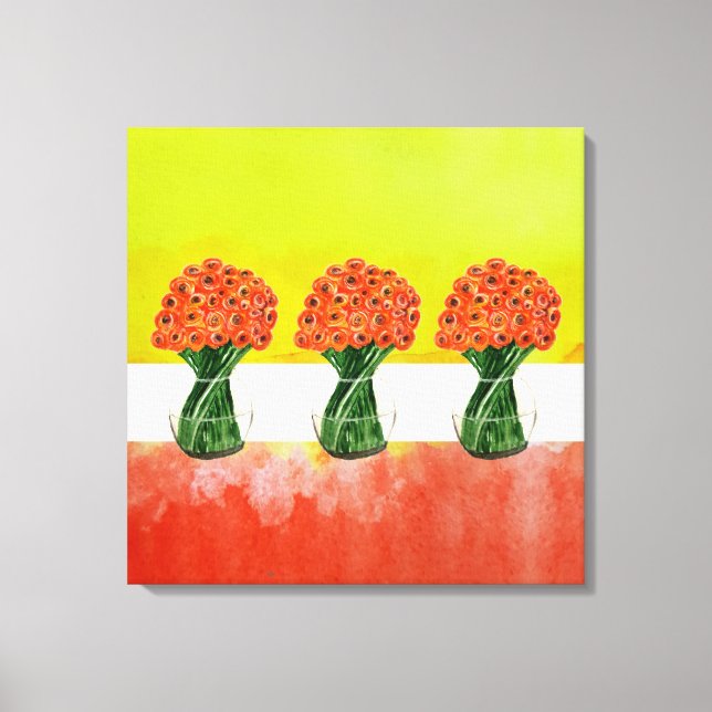 Vacker italiensk Ranunculus Blommigt Watercolor Canvastryck (Framsida)