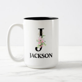 Vacker J-monogram initial Två-Tonad Mugg