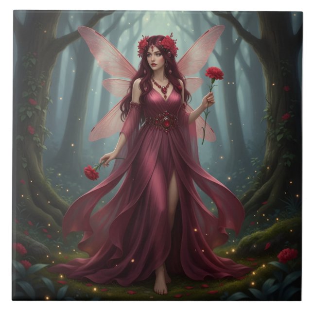 Vacker januari Garnet Fairy Kakelplatta (Framsidan)