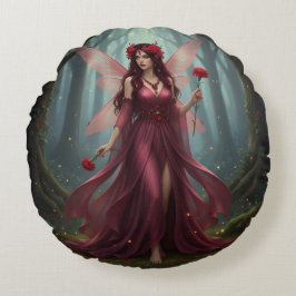 Vacker januari Garnet Fairy Rund Kudde
