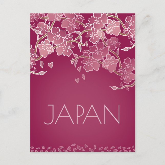 Vacker Japan Sakura Flower Hand Illustrated Vykort (Framsida)
