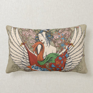 vacker japansk geisha flicka ängel vektorkonst lumbarkudde