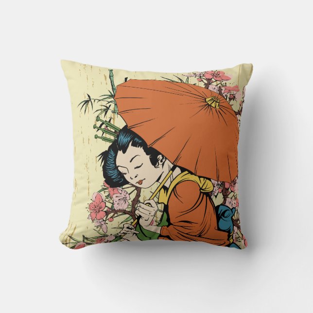 vacker japansk geisha vektorkonst kudde (Framsida)
