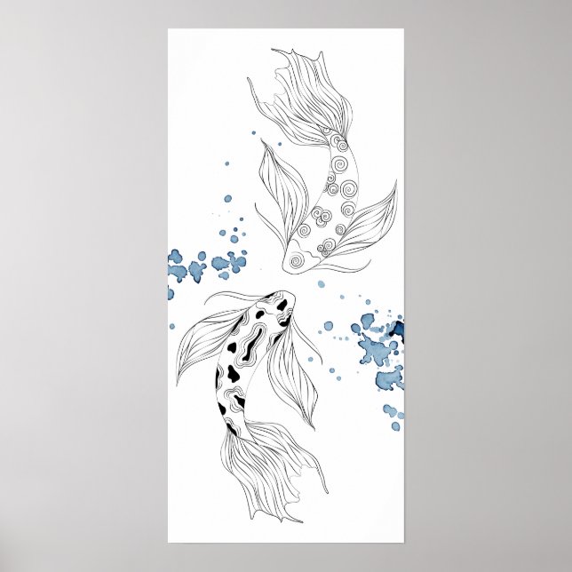 Vacker japansk koi Fish Swimming Poster (Framsidan)