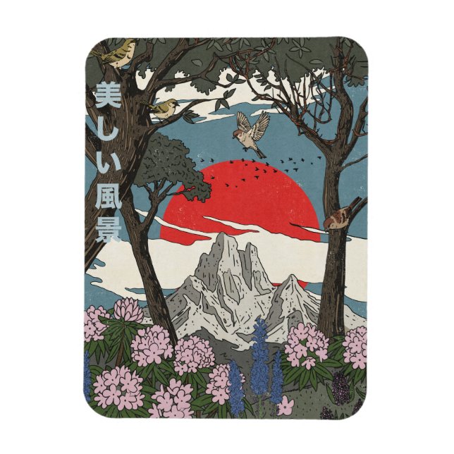 Vacker japansk landskap magnet (Vertikal)