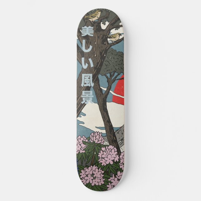 Vacker japansk landskap mini skateboard bräda 18,5 cm (Framsida)