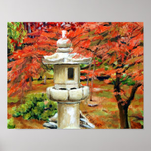 Vacker japansk trädgård i St Louis Missouri Poster