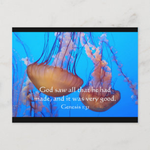 Vacker jellyfish Bible Verse Postcard Vykort