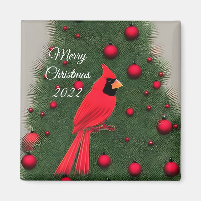 Vacker jul Red Cardinal Magnet (Framsidan)