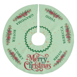 Vacker julgransskört med namn julgransmatta borstad polyester
