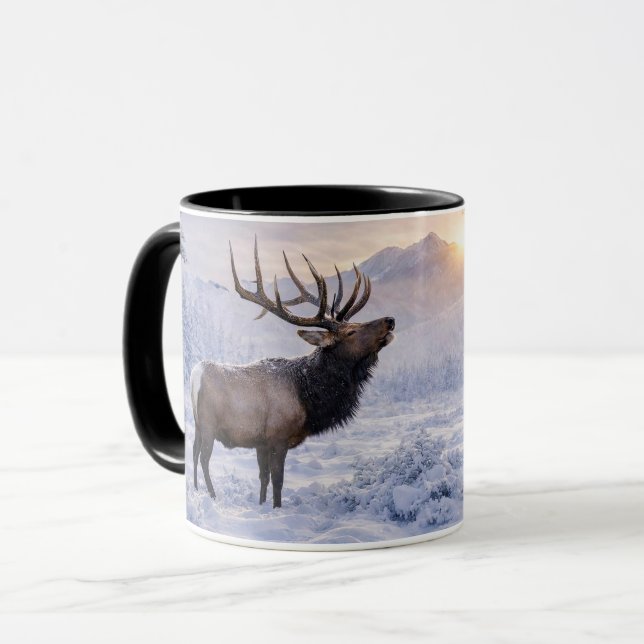 Vacker julhelg älg i snö mugg (Framsida vänster)