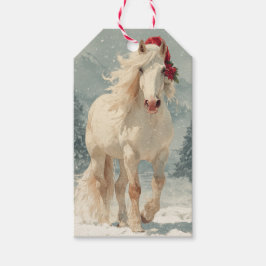 Vacker julklappsmärkning med häst presentetikett