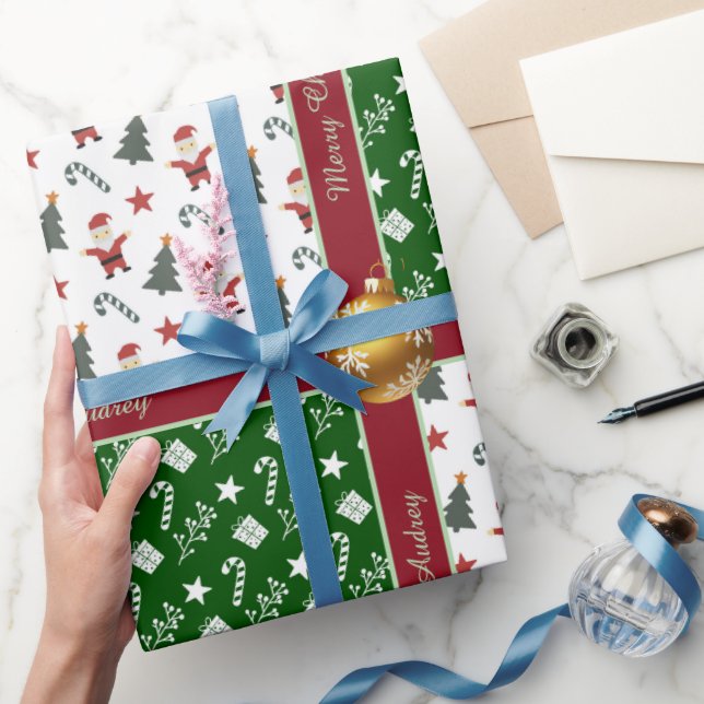 Vacker julklappspapper med text presentpapper (Gifting)