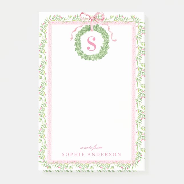Vacker julkransmonogram Noteringar Post-it Block (Framsida)