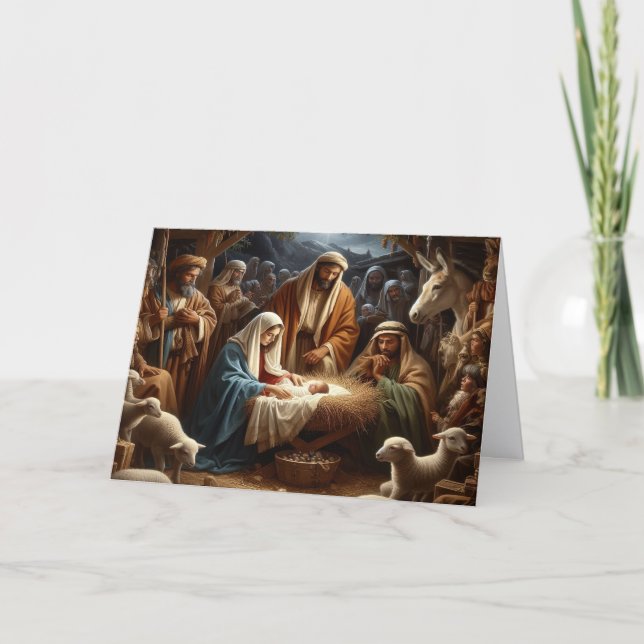 Vacker julkrubba jul jul helgkort (Framsida)