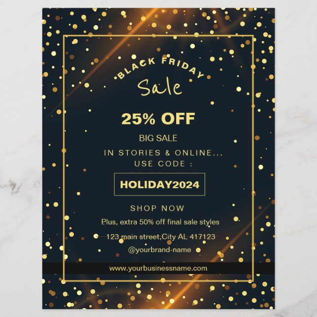 Vacker julrea promotion med gyllene gnistor  reklamblad (Framsidan)