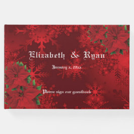 Vacker julröd, snöflingor, anpassad gästböcker