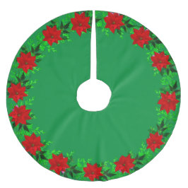 Vacker julstjärna blommig krans på grönt julgransmatta borstad polyester