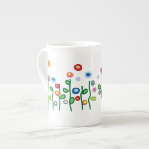 Vacker juvel ljus konst blommor benporslin mugg