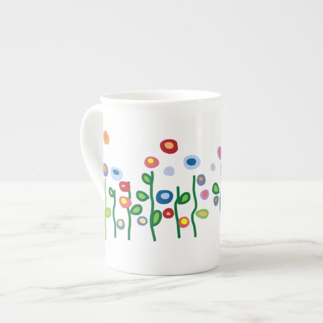 Vacker juvel ljus konst blommor benporslin mugg (Framsida vänster)