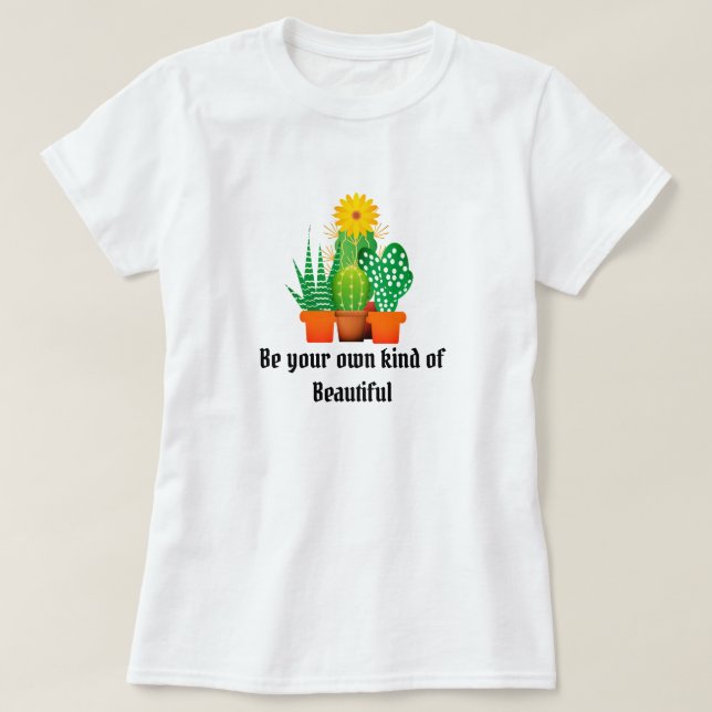 Vacker kaktus saftig trädgård damt-shirt t shirt (Design framsida)