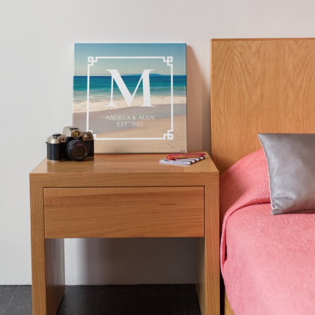 Vacker kalifornisk strandfoto vigsel Monogrammerad Canvastryck (Skapare uppladdad)