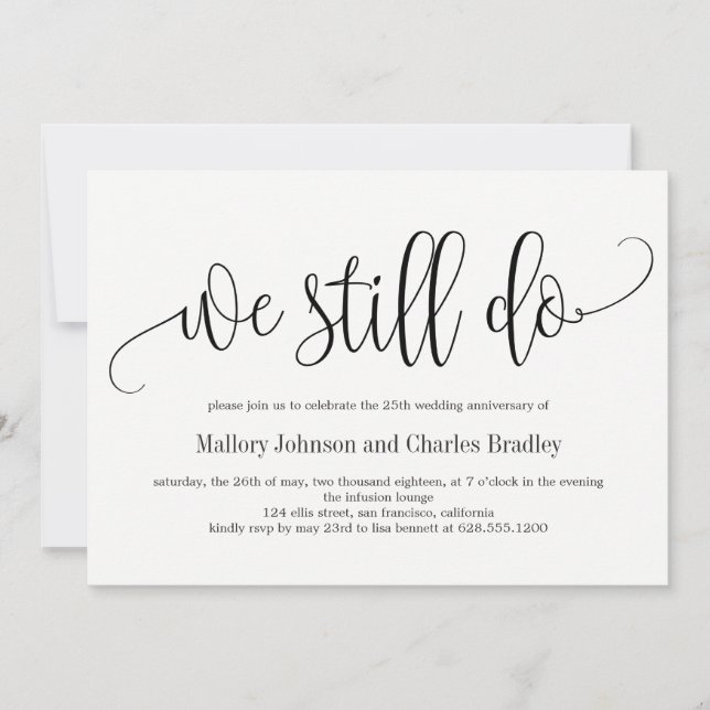 Vacker kalligrafi bröllopsjubileumsinbjudan inbjudningar (Framsida)