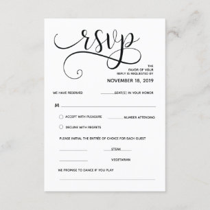 Vacker kalligrafi RSVP bifogad kort