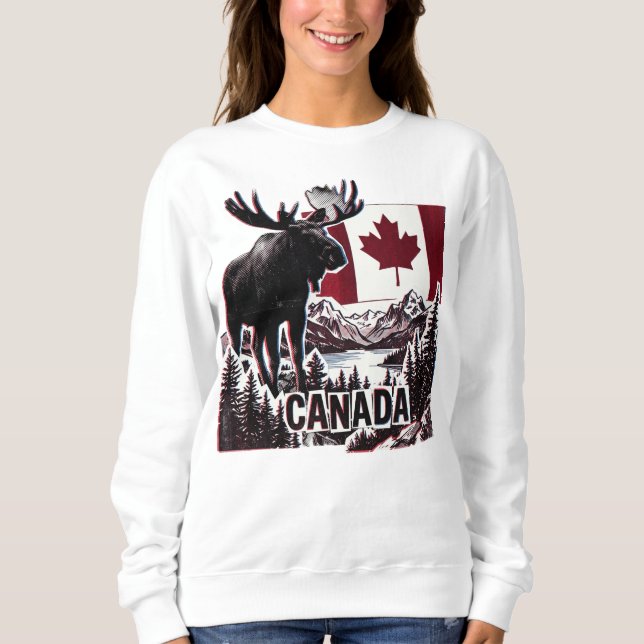 Vacker Kanada. Kanadensisk flagga. Kanadensisk älg T Shirt (Framsida)