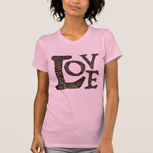 Vacker KÄRLEK WordArt - Sprid kärlek & medkänsla T Shirt (Framsida)