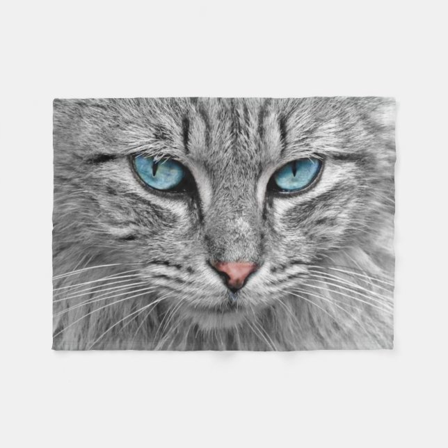 Vacker katt närbild fleecefilt (Framsidan (Horisontell))