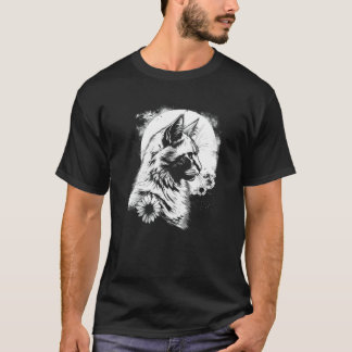 vacker katt och solros med månens siluett t shirt