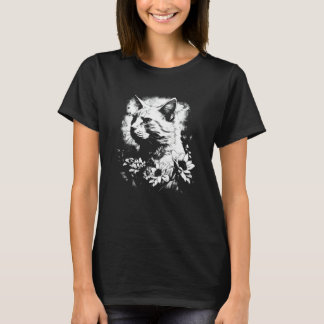 vacker katt och solros siluett porträtt w t shirt