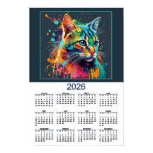 Vacker kattkalender akvarell katt