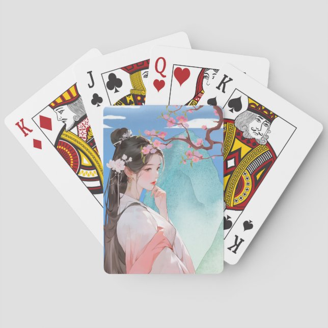 Vacker kinesisk kvinna casinokort (Baksidan)