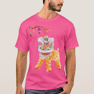 Vacker kinesisk lejon dans t shirt